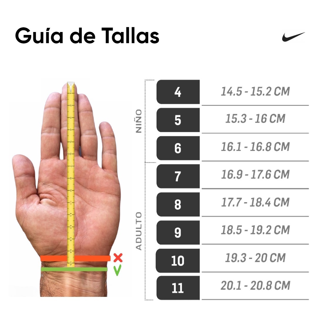 Guia de fashion tallas de nike